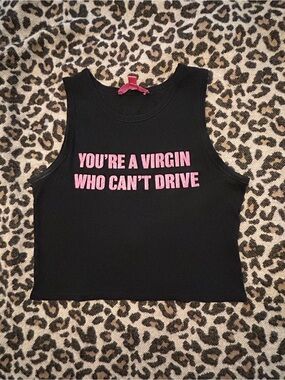 Dolls Kill x Clueless You're a Virgin Who Can't Drive Ribbed Crop